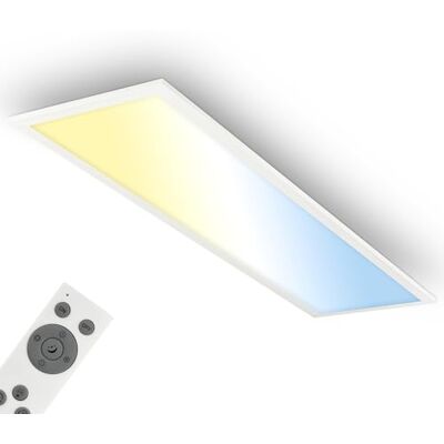 BRILONER LED-panel med fjärrkontroll, dimbar, CCT, stänkskydd, LED-panel, takpanel, takpanel, ljuskrona, vardagsrum, 100 x 25 x 6 cm, vit BRILONER LED-panel med fjärrkontroll, dimbar, CCT, stänkskydd, LED-panel, takpanel, takpanel, ljuskrona, vardagsrum, 100 x 25 x 6 cm, vit