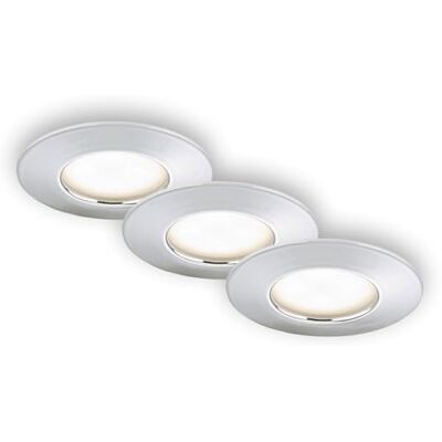BRILONER LED, litet monteringsdjup, 230 V, set med 3, taklampa, nedåtriktat badrum, integrerad 5 W, krom BRILONER LED, litet monteringsdjup, 230 V, set med 3, taklampa, nedåtriktat badrum, integrerad 5 W, krom