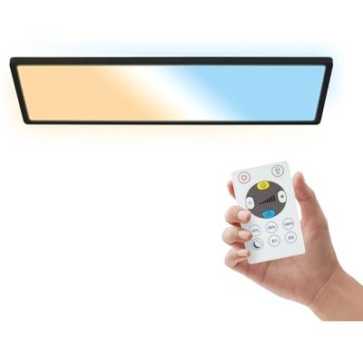 B.K.Licht Platt LED-panel med fjärrkontroll, CCT justerbar från varmt till dagsljus, justerbar intensitet, IP44, badrum, kökskrona, vardagsrumskrona, 58 x 20 x 3 cm, svart B.K.Licht Platt LED-panel med fjärrkontroll, CCT justerbar från varmt till dagsljus, justerbar intensitet, IP44, badrum, kökskrona, vardagsrumskrona, 58 x 20 x 3 cm, svart