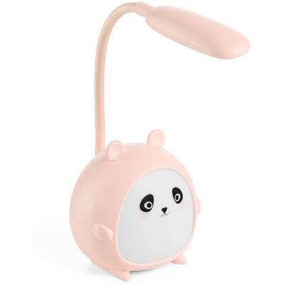 Back2Fun Uppladdningsbar LED-lampa, nattlampa för barn med flexibel hals och tre belysningslägen, pandadesign med 4 timmars batteritid, rosa Back2Fun Uppladdningsbar LED-lampa, nattlampa för barn med flexibel hals och tre belysningslägen, pandadesign med 4 timmars batteritid, rosa