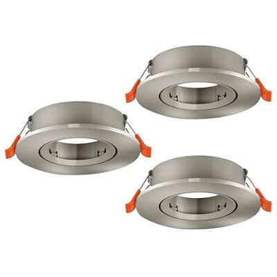 EGLO Barranco Infällda taklampor i set om 3, svängbara spotlights, rund infälld spot utan glödlampa, takspotlight av silverfärgad plast, GU10-sockel, 9 cm i diameter EGLO Barranco Infällda taklampor i set om 3, svängbara spotlights, rund infälld spot utan glödlampa, takspotlight av silverfärgad plast, GU10-sockel, 9 cm i diameter