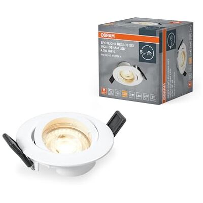 OSRAM infällda taklampor med GU10 LED och Twistlock, vita, IP20 för inomhusbruk, komplett monteringskit ingår OSRAM infällda taklampor med GU10 LED och Twistlock, vita, IP20 för inomhusbruk, komplett monteringskit ingår