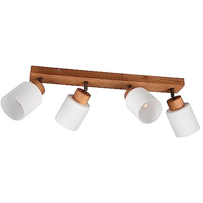 RL LIVE YOUR LIGHT Reality Leuchten Spoter Assam R81114030, naturligt trä, glas, vitt, exkl. 4 x E14 RL LIVE YOUR LIGHT Reality Leuchten Spoter Assam R81114030, naturligt trä, glas, vitt, exkl. 4 x E14