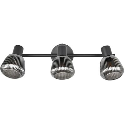 Trio Leuchten TARIFA spotlight bar 862800332, matt svart metall, förångat kromglas, exkl. 3 x E14 Trio Leuchten TARIFA spotlight bar 862800332, matt svart metall, förångat kromglas, exkl. 3 x E14