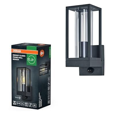 OSRAM Endura Classic LED-vägglampa Ram, E27-sockel, PIR-sensor, IP44, mörkgrå aluminium, glas OSRAM Endura Classic LED-vägglampa Ram, E27-sockel, PIR-sensor, IP44, mörkgrå aluminium, glas