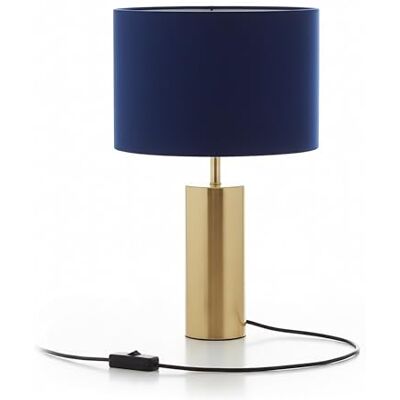 Relaxdays Bord, sammetsparasollampa och metallbas, E27, HD 51 x 32 cm, nattlampa med kabel, sovrum, mörkblå/guld Relaxdays Bord, sammetsparasollampa och metallbas, E27, HD 51 x 32 cm, nattlampa med kabel, sovrum, mörkblå/guld