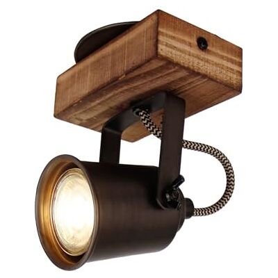 Chericoni Tazza Spot – 1 lampa – svart stål med vintage trä Chericoni Tazza Spot – 1 lampa – svart stål med vintage trä