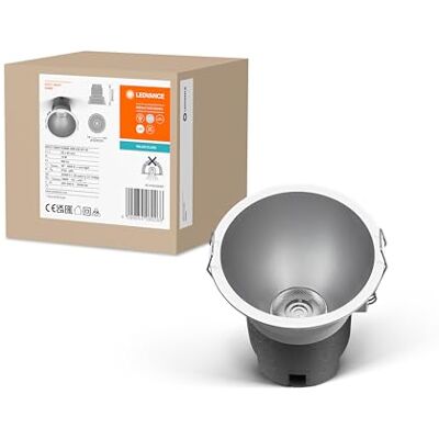 LEDVANCE SPOT TWIST infälld downlight, silver, 10W, 800lm, 840 WT, 93mm diameter, kallvit ljusfärg, upp till 90% energibesparing jämfört med halogendownlights, enkel installation, 4000K. LEDVANCE SPOT TWIST infälld downlight, silver, 10W, 800lm, 840 WT, 93mm diameter, kallvit ljusfärg, upp till 90% energibesparing jämfört med halogendownlights, enkel installation, 4000K.