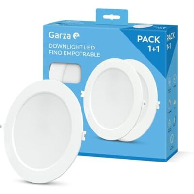 Garza -Pack 1 + 1 downlight LED infälld rund extra platt oxöga, 22 cm, 18 W, 6500 K kallt ljus, 1950 lm, 30 000h, IP20, vit, energibesparing 80% Garza -Pack 1 + 1 downlight LED infälld rund extra platt oxöga, 22 cm, 18 W, 6500 K kallt ljus, 1950 lm, 30 000h, IP20, vit, energibesparing 80%