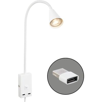 Briloner Vit Vägglampa - Flexibel Läsbelysning med USB Briloner Vit Vägglampa - Flexibel Läsbelysning med USB