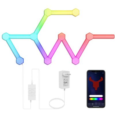 Toocking 9 + 9 LED-hexagon-ljuspaneler, Wi-Fi RGB-ljuspaneler, vägglampor med gör-det-själv-dekoration, musiksynkronisering, appkontroll, fungerar med Alexa Google Assistant för vardagsrum, spelrum Toocking 9 + 9 LED-hexagon-ljuspaneler, Wi-Fi RGB-ljuspaneler, vägglampor med gör-det-själv-dekoration, musiksynkronisering, appkontroll, fungerar med Alexa Google Assistant för vardagsrum, spelrum