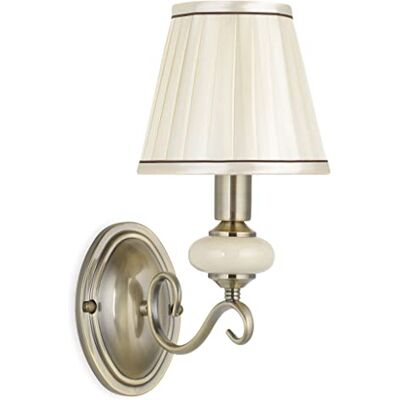EUROSTIL LIGHT ONEB1141W Vägglampa 1 x 40 W E14-sockel av metall i antik brons, skärm av krämfärgat tyg, keramisk prydnad EUROSTIL LIGHT ONEB1141W Vägglampa 1 x 40 W E14-sockel av metall i antik brons, skärm av krämfärgat tyg, keramisk prydnad
