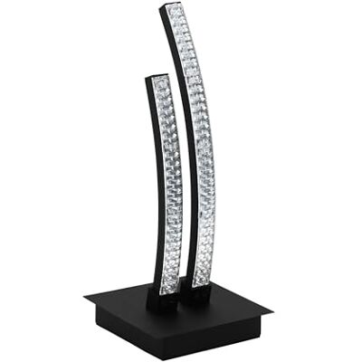 EGLO LED bordslampa Lejias, elegant sänglampa av metall i svart, plastkristall i transparent, vardagsrumslampa, belysning med strömbrytare, varmvit ljus EGLO LED bordslampa Lejias, elegant sänglampa av metall i svart, plastkristall i transparent, vardagsrumslampa, belysning med strömbrytare, varmvit ljus