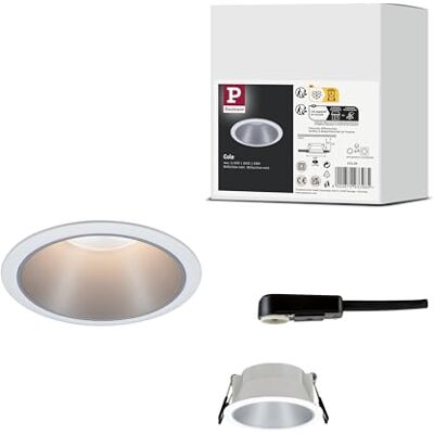 Paulmann 93398 Infälld lampa Cole fast rund dimbar Infälld spotlight Vit matt, silver Spot aluminium, plast Infälld lampa GU10 Paulmann 93398 Infälld lampa Cole fast rund dimbar Infälld spotlight Vit matt, silver Spot aluminium, plast Infälld lampa GU10
