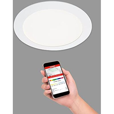 TELEFUNKEN – LED-infällbar lampa, WiFi infällbar spotlight, dimbar, RGB, färgtemperaturkontroll, appkontroll, kontrollerbar via fjärrkontroll, Amazon Echo, Google Home, 12 watt, 1200 lumen, vit, Ø 17 TELEFUNKEN – LED-infällbar lampa, WiFi infällbar spotlight, dimbar, RGB, färgtemperaturkontroll, appkontroll, kontrollerbar via fjärrkontroll, Amazon Echo, Google Home, 12 watt, 1200 lumen, vit, Ø 17