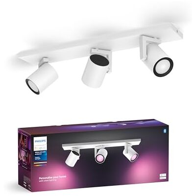 Philips White & Color Ambiance Argenta taklampa med tre spotlights, graderbara LED-strålkastare för Hue-belysningssystem, intelligent ljusstyrning via röst och app, vit. Philips White & Color Ambiance Argenta taklampa med tre spotlights, graderbara LED-strålkastare för Hue-belysningssystem, intelligent ljusstyrning via röst och app, vit.