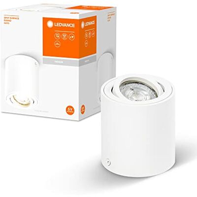 LEDVANCE Spot Surface Rund takmonterad spot, vit, med GU10-sockel, kan förses med normal eller smart lampa, flexibel strålvinkel, IP20-skydd, högkvalitativt hölje LEDVANCE Spot Surface Rund takmonterad spot, vit, med GU10-sockel, kan förses med normal eller smart lampa, flexibel strålvinkel, IP20-skydd, högkvalitativt hölje