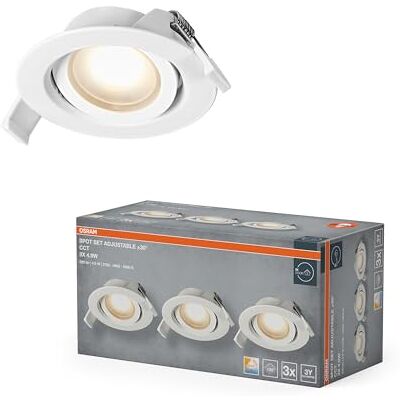 OSRAM Spot Set LED infälld spotlight CCT justerbar vit, set med 3 takspotlights, färgväxling, Click-CCT, 2700–6500K OSRAM Spot Set LED infälld spotlight CCT justerbar vit, set med 3 takspotlights, färgväxling, Click-CCT, 2700–6500K