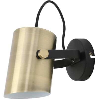 WatioWave Vägglampa E27 med guldtygkabel, elegant design, idealisk dekorativ belysning för vardagsrum och sovrum. WatioWave Vägglampa E27 med guldtygkabel, elegant design, idealisk dekorativ belysning för vardagsrum och sovrum.