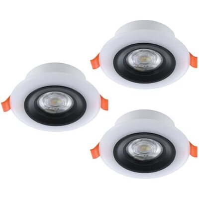 EGLO 3-pack LED infällda spotlights Calonge RGB, platt takspot med fjärrkontroll, dimbar, svart-vit plast, färgbyte, varm- och kallvit, Ø 9,8 cm EGLO 3-pack LED infällda spotlights Calonge RGB, platt takspot med fjärrkontroll, dimbar, svart-vit plast, färgbyte, varm- och kallvit, Ø 9,8 cm