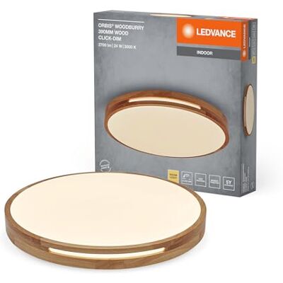 LEDVANCE ORBIS Woodburry LED-vägg- och taklampa med trädekor, 24W, 1500lm, 3000K, 390mm diameter, 830 varmvit, IP20-skydd, monteringsskruvar och väggpluggar ingår LEDVANCE ORBIS Woodburry LED-vägg- och taklampa med trädekor, 24W, 1500lm, 3000K, 390mm diameter, 830 varmvit, IP20-skydd, monteringsskruvar och väggpluggar ingår