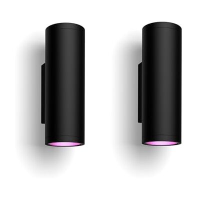 Philips Appear svart: vägglampa för utomhusbruk, förpackning om 2 st, LED-modul, White and Color, Zigbee, IP44, trådlös, kompatibel med Amazon Alexa, Google Home Assistant och Siri Philips Appear svart: vägglampa för utomhusbruk, förpackning om 2 st, LED-modul, White and Color, Zigbee, IP44, trådlös, kompatibel med Amazon Alexa, Google Home Assistant och Siri