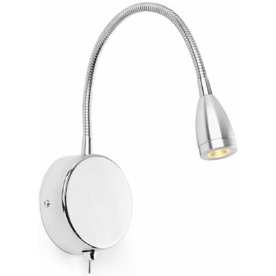 WatioWave LED-vägglampa i krom 3 W 3000 K, perfekt för läsning och fokuserad belysning i trånga utrymmen. WatioWave LED-vägglampa i krom 3 W 3000 K, perfekt för läsning och fokuserad belysning i trånga utrymmen.