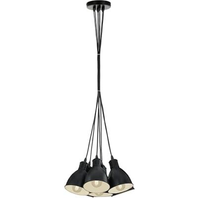EGLO Priddy, pendellampa med 7 ljuskällor vintage pendellampa i industriell design, retro hängande lampa av stål, färg: svart, vit, fattning: E27 EGLO Priddy, pendellampa med 7 ljuskällor vintage pendellampa i industriell design, retro hängande lampa av stål, färg: svart, vit, fattning: E27