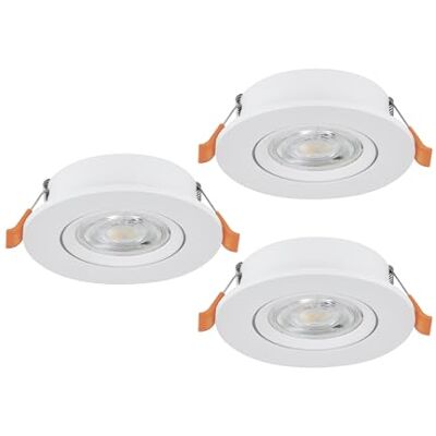 EGLO Barranco Infällda LED-taklampor i set om 3, takspotlights med DIP-switch, svängbara takstrålkastare av vit plast, varmvitt–kallvitt ljus, inkl. GU10-glödlampor, 9 cm i diameter EGLO Barranco Infällda LED-taklampor i set om 3, takspotlights med DIP-switch, svängbara takstrålkastare av vit plast, varmvitt–kallvitt ljus, inkl. GU10-glödlampor, 9 cm i diameter