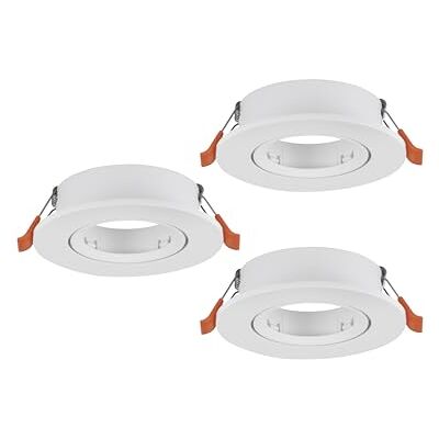 EGLO Barranco Infällda taklampor i set om 3, svängbara spotlights, rund infälld spot utan glödlampa, takspotlight av vit plast, GU10-sockel, 9 cm i diameter EGLO Barranco Infällda taklampor i set om 3, svängbara spotlights, rund infälld spot utan glödlampa, takspotlight av vit plast, GU10-sockel, 9 cm i diameter