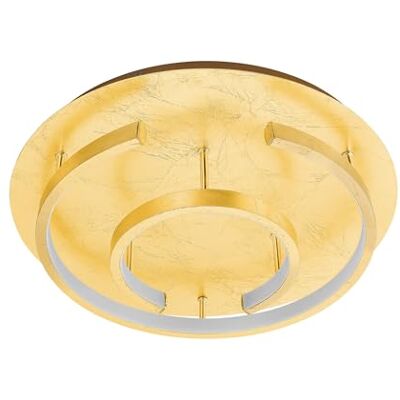 EGLO LED Taklampa Pozondon, 2-lågig taklampa, exklusiv vardagsrumslampa i stål och plast, kökslampa, hallampa i guld slagmetallfinish, vit EGLO LED Taklampa Pozondon, 2-lågig taklampa, exklusiv vardagsrumslampa i stål och plast, kökslampa, hallampa i guld slagmetallfinish, vit