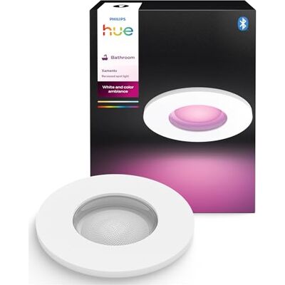 Philips White & Color Ambiance Xamento infällda spotlights 1-pack, dimbara badrumslampor för Hue belysningssystem med 16 miljoner färger, intelligent ljusstyrning via röst och app, vit Philips White & Color Ambiance Xamento infällda spotlights 1-pack, dimbara badrumslampor för Hue belysningssystem med 16 miljoner färger, intelligent ljusstyrning via röst och app, vit