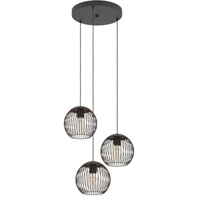 EGLO Almanzora Kluster-hänglampa, med 3 ljuskällor, pendellampa för matbord och trapphus, i svart metall och koppar, hängande matrumslampa, E27-sockel, diameter 46,5 cm EGLO Almanzora Kluster-hänglampa, med 3 ljuskällor, pendellampa för matbord och trapphus, i svart metall och koppar, hängande matrumslampa, E27-sockel, diameter 46,5 cm