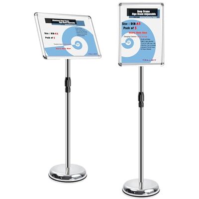 TUKA-i-AKUT 5X A2 informationsstativ, justerbar höjd, roterande, affischhållare, displaypanel, utbytbart reklamstativ, robust bas, silver TKD8423-HD-5X TUKA-i-AKUT 5X A2 informationsstativ, justerbar höjd, roterande, affischhållare, displaypanel, utbytbart reklamstativ, robust bas, silver TKD8423-HD-5X