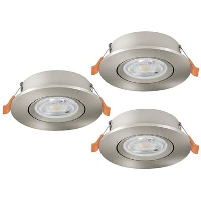 EGLO Barranco Infällda LED-taklampor i set om 3, takspotlights med DIP-switch, svängbara takstrålkastare av silverfärgad plast, varmvitt–kallvitt ljus, inkl. GU10-glödlampor, 9 cm i diameter EGLO Barranco Infällda LED-taklampor i set om 3, takspotlights med DIP-switch, svängbara takstrålkastare av silverfärgad plast, varmvitt–kallvitt ljus, inkl. GU10-glödlampor, 9 cm i diameter