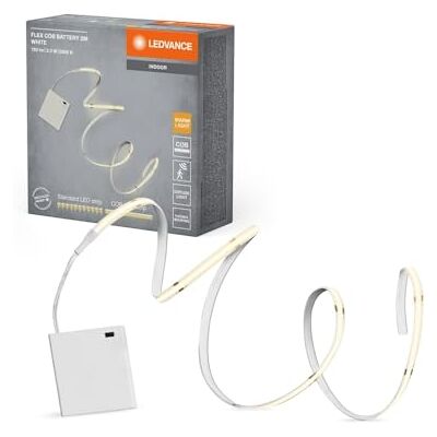 LEDVANCE FLEX LED-ljusremsa med batteridrift, COB-teknik för homogen ljusfördelning, 3,3 W, 150 lm, 2 m längd, flexibel och böjbar, för inomhusbruk, LED ej utbytbar LEDVANCE FLEX LED-ljusremsa med batteridrift, COB-teknik för homogen ljusfördelning, 3,3 W, 150 lm, 2 m längd, flexibel och böjbar, för inomhusbruk, LED ej utbytbar