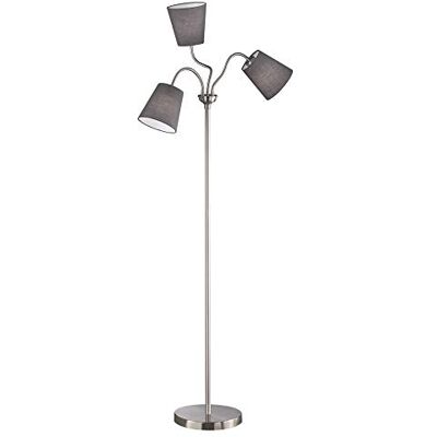 RL LIVE YOUR LIGHT Reality Leuchten Golvlampa Windu R40153011, metall nickel matt, tygskärm grå, exkl. 3 x E27 RL LIVE YOUR LIGHT Reality Leuchten Golvlampa Windu R40153011, metall nickel matt, tygskärm grå, exkl. 3 x E27