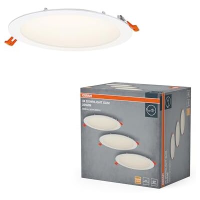OSRAM Essential LED infälld spotlight Slim 225mm 22W Vit, set med 3 downlights 2000lm varmvit 3000K, takspotlight IP20 OSRAM Essential LED infälld spotlight Slim 225mm 22W Vit, set med 3 downlights 2000lm varmvit 3000K, takspotlight IP20
