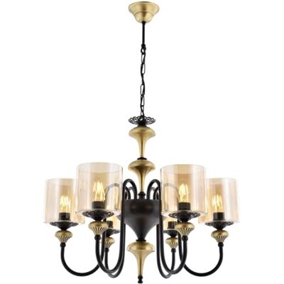Opviq Vintage Inspired Chandelier, metallbody, 100 cm höjd, 62 cm diameter, 6 x E27 max 40 W, svart & vintage finish Glamorous amerikansk traditionell design Opviq Vintage Inspired Chandelier, metallbody, 100 cm höjd, 62 cm diameter, 6 x E27 max 40 W, svart & vintage finish Glamorous amerikansk traditionell design