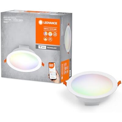 LEDVANCE Armatur: för tak, SMART RECESS DOWNLIGHT TW AND RGB / 12 W, 220...240 V, strålningsvinkel: 110, Tunable White, 2700...6500 K, material: polypropen (pp)/polyamid, IP20, förpackning med 1 st. LEDVANCE Armatur: för tak, SMART RECESS DOWNLIGHT TW AND RGB / 12 W, 220...240 V, strålningsvinkel: 110, Tunable White, 2700...6500 K, material: polypropen (pp)/polyamid, IP20, förpackning med 1 st.