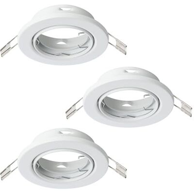 EGLO 3-pack infällda spotlights Agulo 1, vridbar taklampa, rund infälld takspot utan ljuskälla, takstrålkastare i vit stål, GU10-sockel, Ø 8,6 cm EGLO 3-pack infällda spotlights Agulo 1, vridbar taklampa, rund infälld takspot utan ljuskälla, takstrålkastare i vit stål, GU10-sockel, Ø 8,6 cm