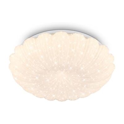 BRILONER LED-taklampa med stjärnhimmelseffekt, varmvit belysning, dekorativ vågig kant, vardagsrumsljuskrona, kökskrona, LED-taklampa för vardagsrum, 28,5 x 7,5 cm, vit BRILONER LED-taklampa med stjärnhimmelseffekt, varmvit belysning, dekorativ vågig kant, vardagsrumsljuskrona, kökskrona, LED-taklampa för vardagsrum, 28,5 x 7,5 cm, vit