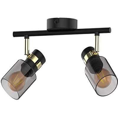 Zumaline Lighting Zumaline CENTO Dubbel spotlight för taket, matt svart, guld, 2 x G9 Zumaline Lighting Zumaline CENTO Dubbel spotlight för taket, matt svart, guld, 2 x G9