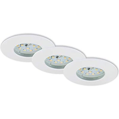 BRILONER Leuchten LED-installationslampor, Paket med 3, taklampor, dimbara, 6,5 watt, 570 lumen, 3 000 kelvin, IP44, vit, 75 x 28 mm (DxH) BRILONER Leuchten LED-installationslampor, Paket med 3, taklampor, dimbara, 6,5 watt, 570 lumen, 3 000 kelvin, IP44, vit, 75 x 28 mm (DxH)