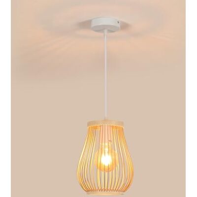 Goeco Vintage hängande lampa i trä rotting, E27 ljuskrona taklampa Naturlig bur, retro lampskärm taklampa i flätad bambustil för matsal, vardagsrum, sovrum, kök Goeco Vintage hängande lampa i trä rotting, E27 ljuskrona taklampa Naturlig bur, retro lampskärm taklampa i flätad bambustil för matsal, vardagsrum, sovrum, kök