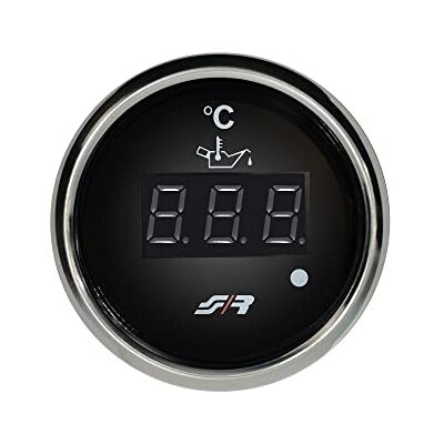 Simoni Racing OT/C oljetemperaturinstrument med förkromad kant, digital oljetemperaturdisplay med LED-skärm för bil eller lastbil, röd belysning Simoni Racing OT/C oljetemperaturinstrument med förkromad kant, digital oljetemperaturdisplay med LED-skärm för bil eller lastbil, röd belysning