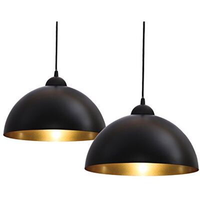 B.K.Licht B.K. Licht Set med 2 pendellampor med E27-sockel, retro, 2-lampig, pendellampa, hängande lampa matbord, hängande matsalslampa, vardagsrumslampa, 30x160 cm, svart-guld B.K.Licht B.K. Licht Set med 2 pendellampor med E27-sockel, retro, 2-lampig, pendellampa, hängande lampa matbord, hängande matsalslampa, vardagsrumslampa, 30x160 cm, svart-guld