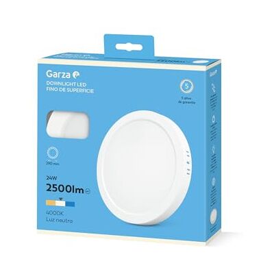 Garza LED downlight yta, cirkel, taklampa, 29,5 cm, 24 W, 4 000 K neutralt ljus, 2 500 lm, 30 000 h, IP20, vit, energibesparing 80% Garza LED downlight yta, cirkel, taklampa, 29,5 cm, 24 W, 4 000 K neutralt ljus, 2 500 lm, 30 000 h, IP20, vit, energibesparing 80%