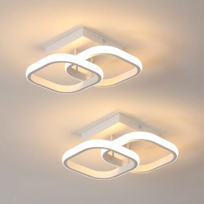 Comely Set med 2 moderna LED-taklampor, 24 W, 2 700 LM, liten fyrkantig LED-taklampa, inomhusbelysning för sovrum, vardagsrum, gång hall, balkong, varmt ljus, 3 000 K, vit 24 cm Comely Set med 2 moderna LED-taklampor, 24 W, 2 700 LM, liten fyrkantig LED-taklampa, inomhusbelysning för sovrum, vardagsrum, gång hall, balkong, varmt ljus, 3 000 K, vit 24 cm