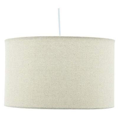 LUSSIOL Adèle armatur, modern ljuskrona hängande lampa i beige tyg trumform vit plastkabel, uttag E27 diam. 35 x H. 20 cm LUSSIOL Adèle armatur, modern ljuskrona hängande lampa i beige tyg trumform vit plastkabel, uttag E27 diam. 35 x H. 20 cm